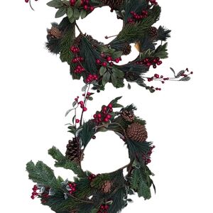 Pair Of National Tree Company Festive Holiday Garlands (New, Faux Greenery)